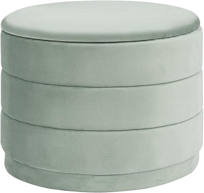 23" Upholstered Round Velvet Ottoman - Image 3