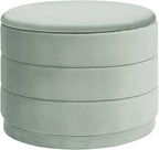 23" Upholstered Round Velvet Ottoman - Image 3