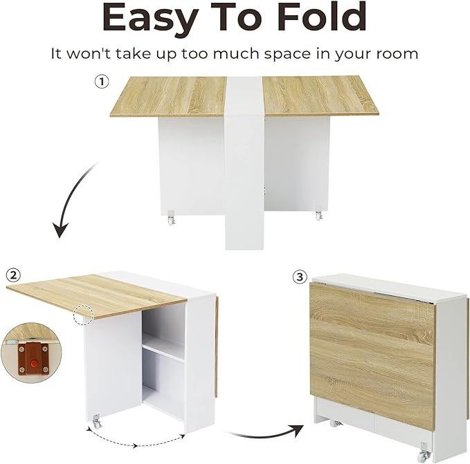 Tiptiper Folding Dining, Versatile Dinner Table - Image 4