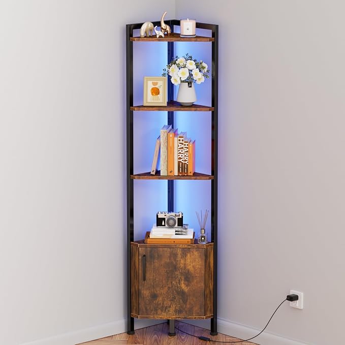 Furnulem Corner Shelf, 5-Tier Corner Cabinet by Furnulem