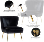 HULALA Home Velvet Accent Chair Set of 2, Modern Armless Upholstered Side Chair - Image 3