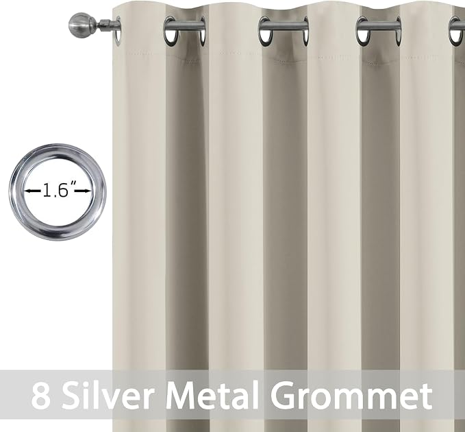 Yakamok Room Darkening Curtains 52x63 inch Length Stone-Living Room | 2 panels - Image 2