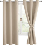 Blackout Curtains for Bedroom, 42 x 63 Inches Length Taupe 2 Panels | Thermal by Hiasan