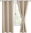 Blackout Curtains for Bedroom, 38 x 63 Inches Length Taupe 2 Panels | Thermal by Hiasan