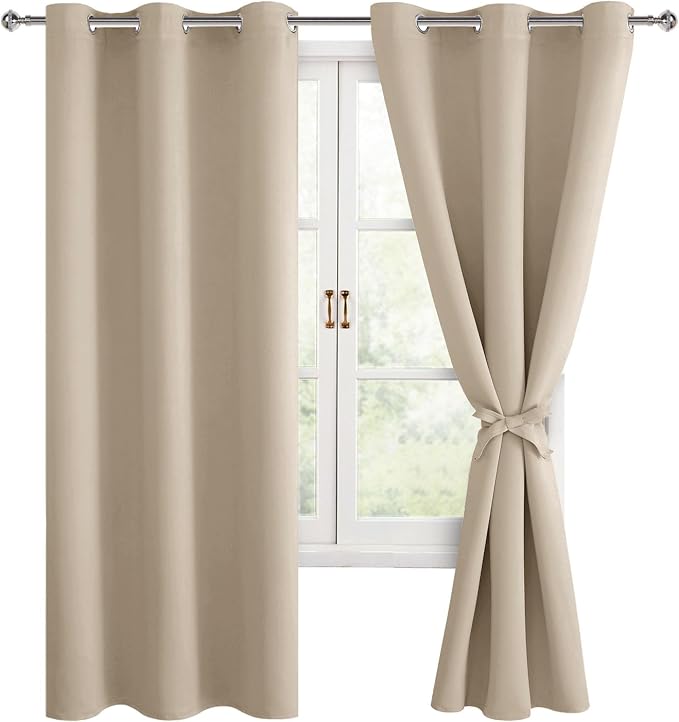 Blackout Curtains for Bedroom and Living Room, 42 x 72 Inch | Light Blocking by Hiasan