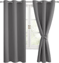 Blackout Curtains for Bedroom, 42 x 63 Inches Length, Light Grey | Thermal by Hiasan