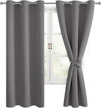 Blackout Curtains for Bedroom, 42 x 63 Inches Length, Light Grey | Thermal by Hiasan