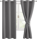 Blackout Curtains for Bedroom, 38 x 63 Inches Length, Light Grey | Thermal by Hiasan