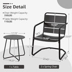 MELLCOM 3 Piece Patio Set, Small Patio Furniture Set - Image 2