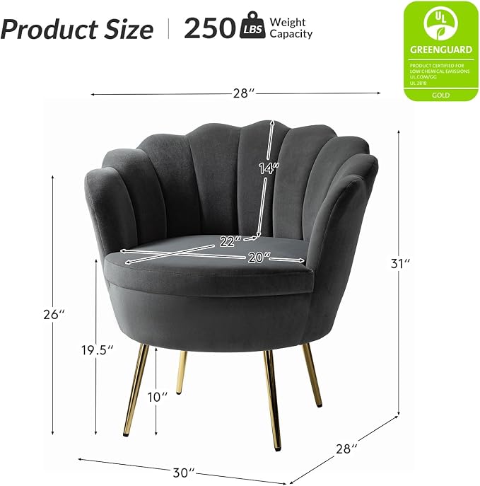HULALA HOME Modern Velvet Accent Chairs Set of 2 - Image 2