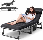 ABORON Heavy Duty Tanning Chair, Outdoor 5-Position Folding Chaise Lounge Chair by ABORON