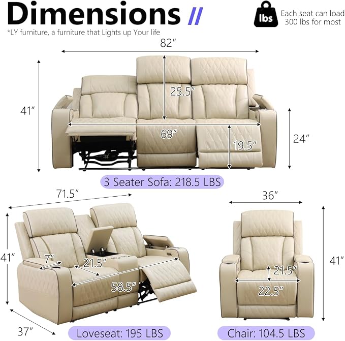 Power Leather Recliner Sofa Chair, Living Room Furniture Sets, Breathing - Image 2