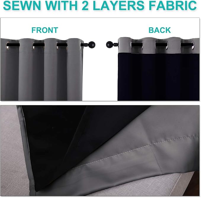 NICETOWN Full Shading Curtains 90 inches Long 2 Panels Set - Image 5