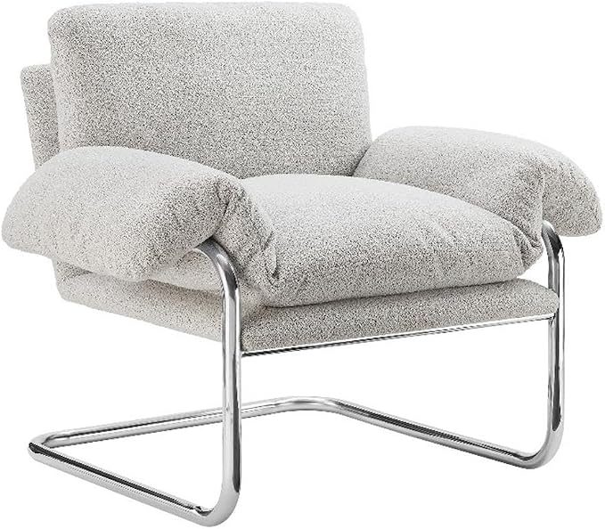 Modway Ansel Boucle Accent Chair in Newsprint by Modway