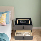 Smart Nightstand w/Fingerprint Lock Drawers, Smart Bedside Table w/USB Charging - Image 4