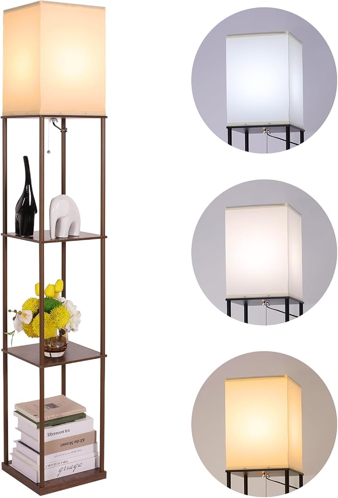 Gupuzm Floor Lamp with Shelves, Modern Square Standing Lamp with 3 Color by GUPUZMproducesandsellslamp