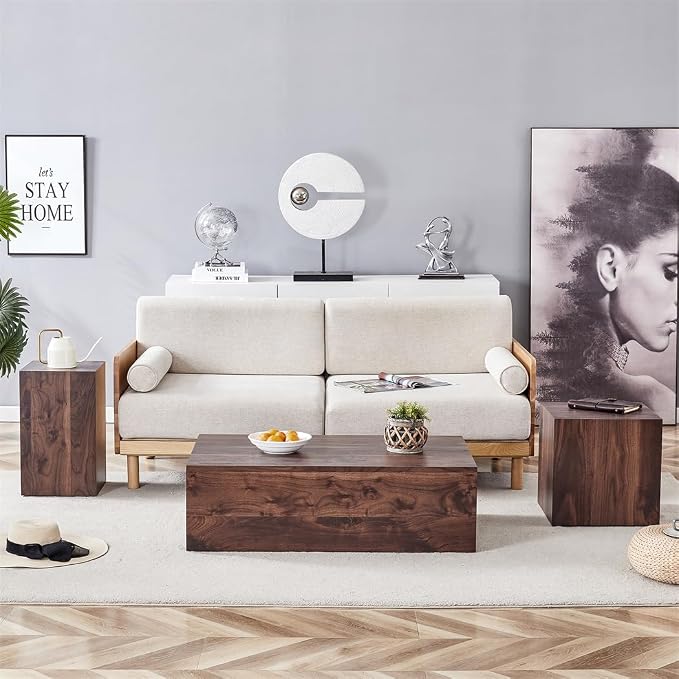Coffee Table Set for 3, Modern Living Room Table Set, Wood Center Table Set - Image 3