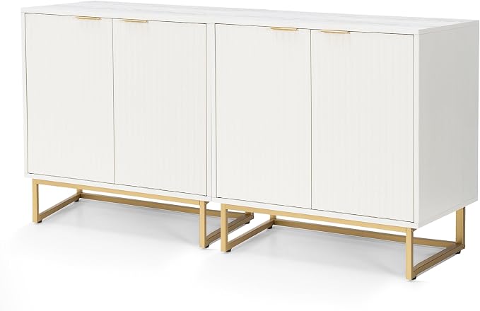 EYYTHUNG Fluted Cabinet with Storage Set of 2, Sideboard Buffet Cabinet with - Image 9