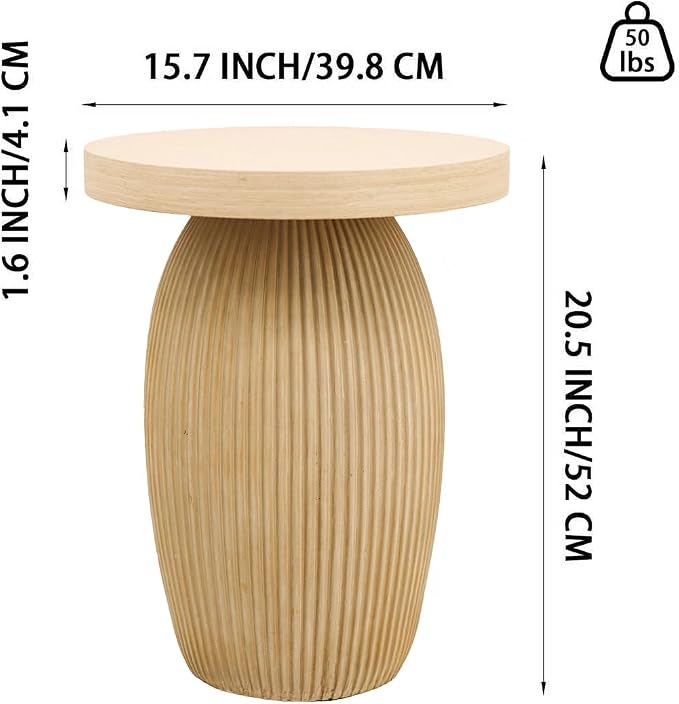 PARISLOFT Mushroom Accent Table, Bohemian Side Table - Image 2