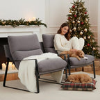 LukeAlon Modern Linen Accent Armchairs Set of 2, Upholstered Living Room Chairs - Image 4