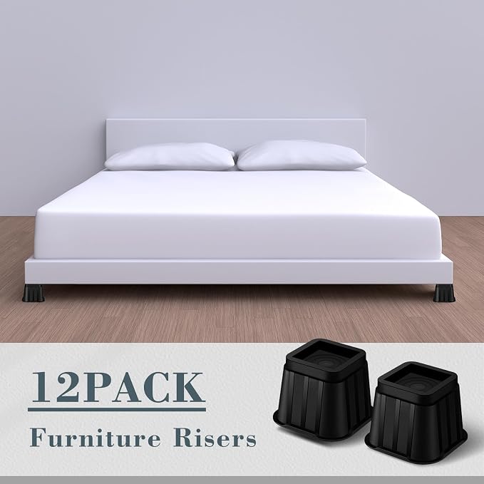Ecally 12 Pack 4 Inch Square Furniture Risers Adjustable Bed Risers Heavy Duty - Image 3