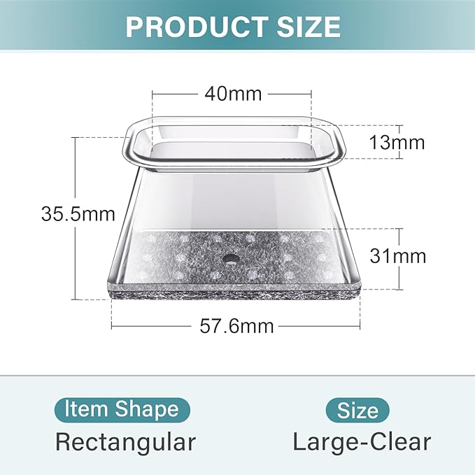 24 Pcs Chair Leg Floor Protectors Rectangle, Silicone Felt Furniture Leg Pads - Image 7
