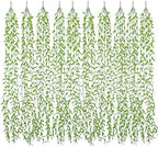 Artificial Hanging Vine, 10 Pcs Weeping Willow Plastic Plants Greenery Leaves Faux Ivy Garland Fake Plant UV Resistant for Indoor Outdoor Garden Door Wall Baskets Wedding Party Table Decoration Green by CATTREE