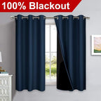 NICETOWN 100% Blackout Short Curtain Panels, Thermal Insulated Black Liner - Image 2