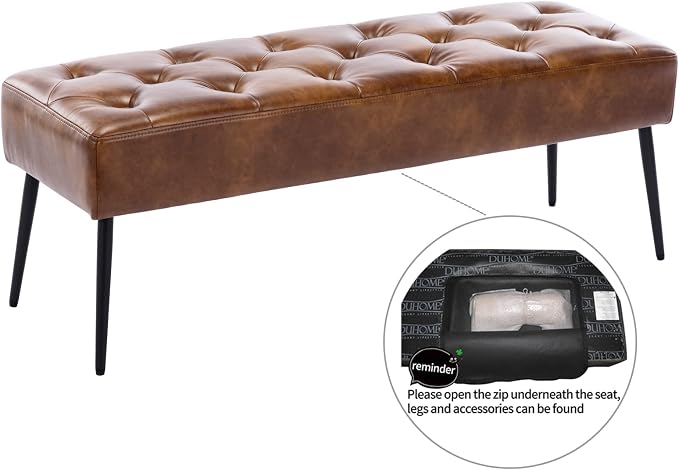 DUHOME Button-Tufted Ottoman Bench, Upholstered Bedroom Benches Leather - Image 6