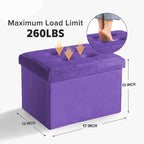 LINMAGCO Storage Ottoman Folding Foot Stool Velvet Foot Rest - Image 2