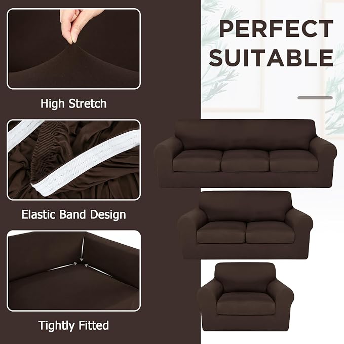 HunnmingRe Sofa Covers for 3 Cushion Couch Stretch Sofa and Loveseat Covers Set - Image 4
