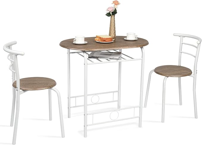 VINGLI 3 Piece Dining Set, Small Kitchen Table Set by VINGLI
