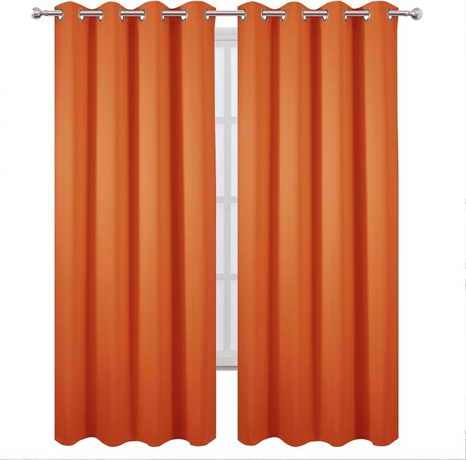 Blackout Curtains 52 x 120 Inch Long Orange Curtains Set of 2 Panels Room - Image 2