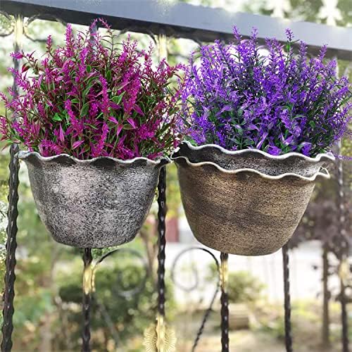 XLFAQXM 8 Pack Artificial Plants Flowers Grass Shrubs Lavender No Fade Faux Plastic Flowers Outdoor for Farmhouse Garden Porch Patio Indoor Wedding Decoration Greenery Fake Plants uv Resistant - Image 7