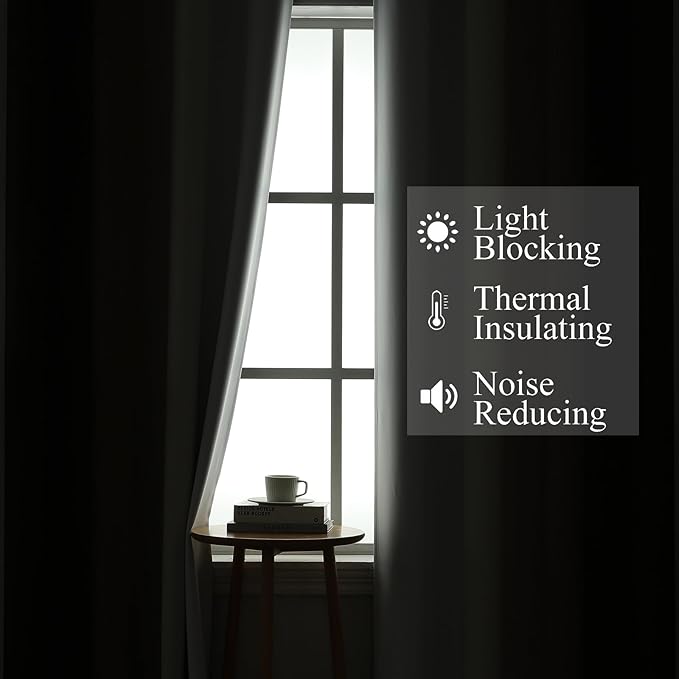 Brown and Greyish White Blackout Curtains 52x102 2 Panels | Ombre Curtains - Image 3