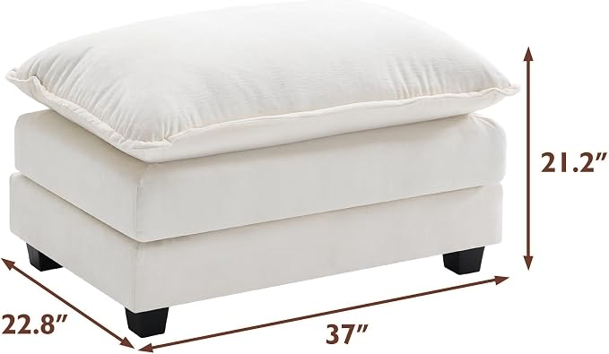 Ihanherry Ottoman for Modular Sectional Cloud Sofa, Chenille Deep Seat Couch - Image 2