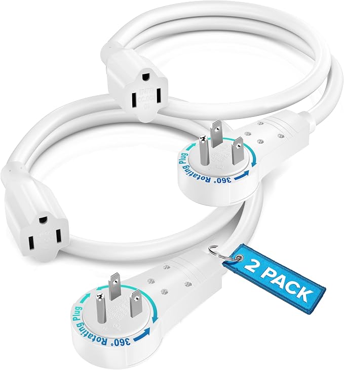 Maximm Cable 0.5 Feet 14Awg 360° Rotating Flat Plug Extension Cord/Wire by MaximmCable