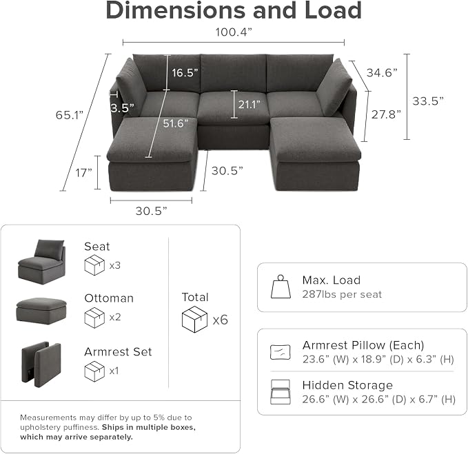mopio Oversized Modular Sectional Sofa - Image 2