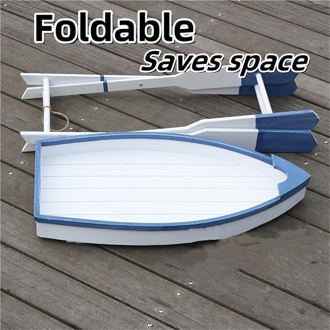 Boat-Shaped Solid Wood Folding Coffee Table, Foldable Accent Table - Image 5