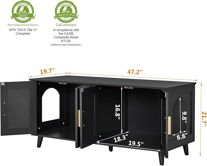 Homhedy Boho Cat Litter Box Enclosure - Image 2