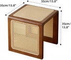 Japanese Style Wood Rattan Stool Side Table Multi-Functional Shoe Bench Night - Image 2