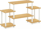 Furinno Turn-N-Tube No Tools Entertainment TV Stands, Beech/White, Square Corner - Image 6