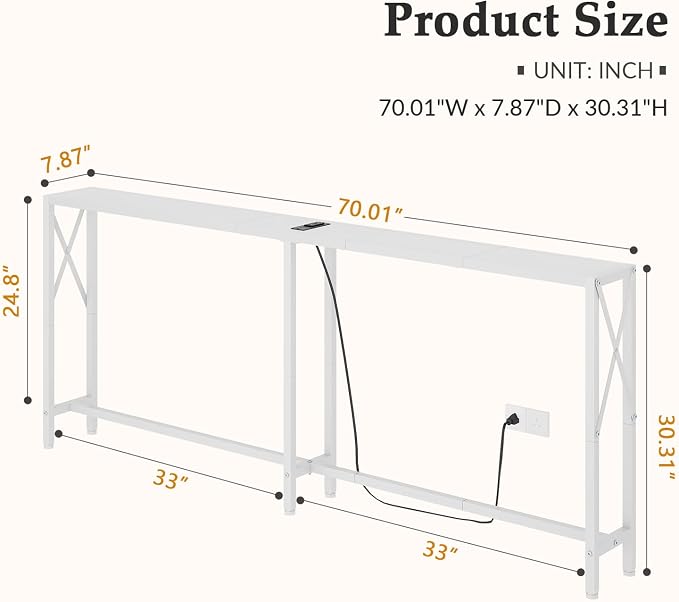 Gewudraw 70 in Skinny Sofa Table Behind Couch, Console Table - Image 3