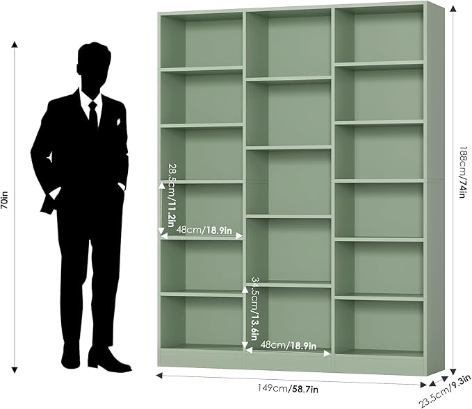 FACBOTALL Triple Wide Bookshelf, 6 Tier Large Bookshelf, Bookcase - Image 3