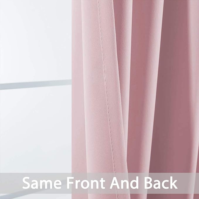 Yakamok Pink Room Darkening Curtains 96 inch Sliding Door Drapes | 1 Extra-wide - Image 5