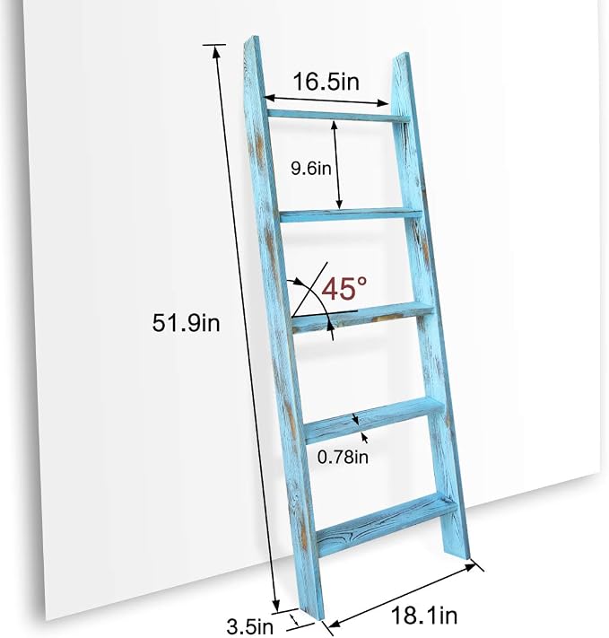 Honest Ladders for Living Room, 5-Tier Blanket Holder, Wall-Leaning Rack - Image 3