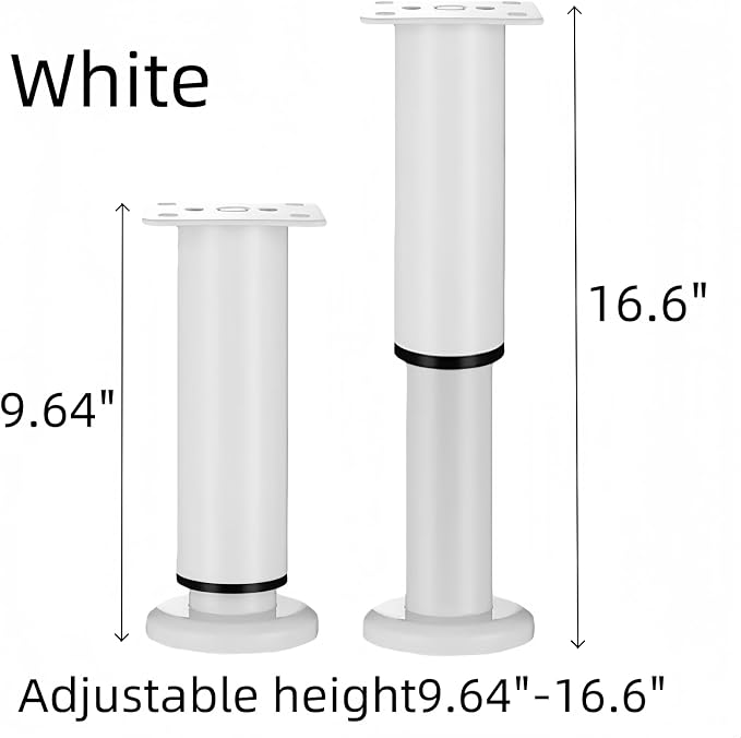 4PCS Adjustable 9.64-16.6 Inch Metal Furniture Legs White Furniture Replacement - Image 3