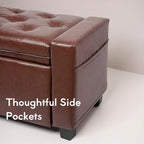 43.31'' Storage Ottoman Bench, Leather Upholstered Tufted Bedroom Bench - Image 6