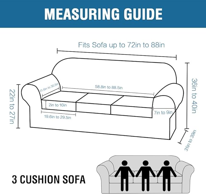 H.VERSAILTEX 4 Piece Stretch Couch Covers - Image 2