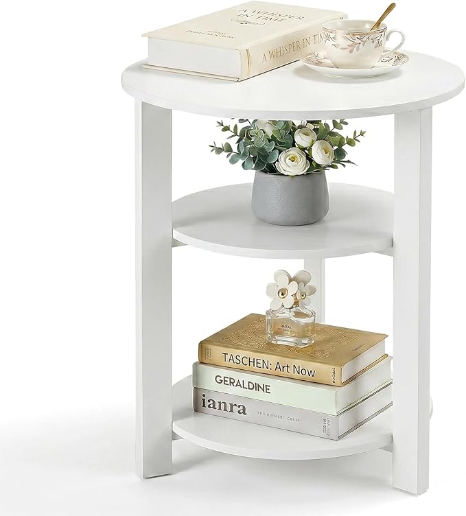 Farmhouse 3-Tier Round Side Table, 17.7 * 21.7inch End Table by Zexvida